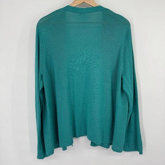 J. Jill Womens Teal Open Front Cardigan sweater size XL linen blend - Picture 6 of 14